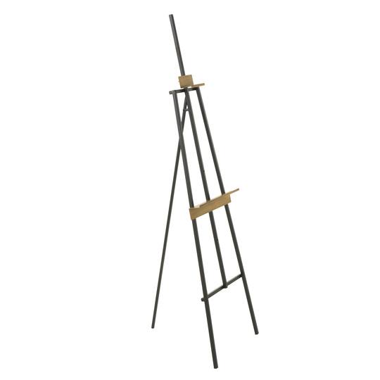 56.25" Black Metal Painter's Inspired 3-Tier Display Easel with Gold Accents